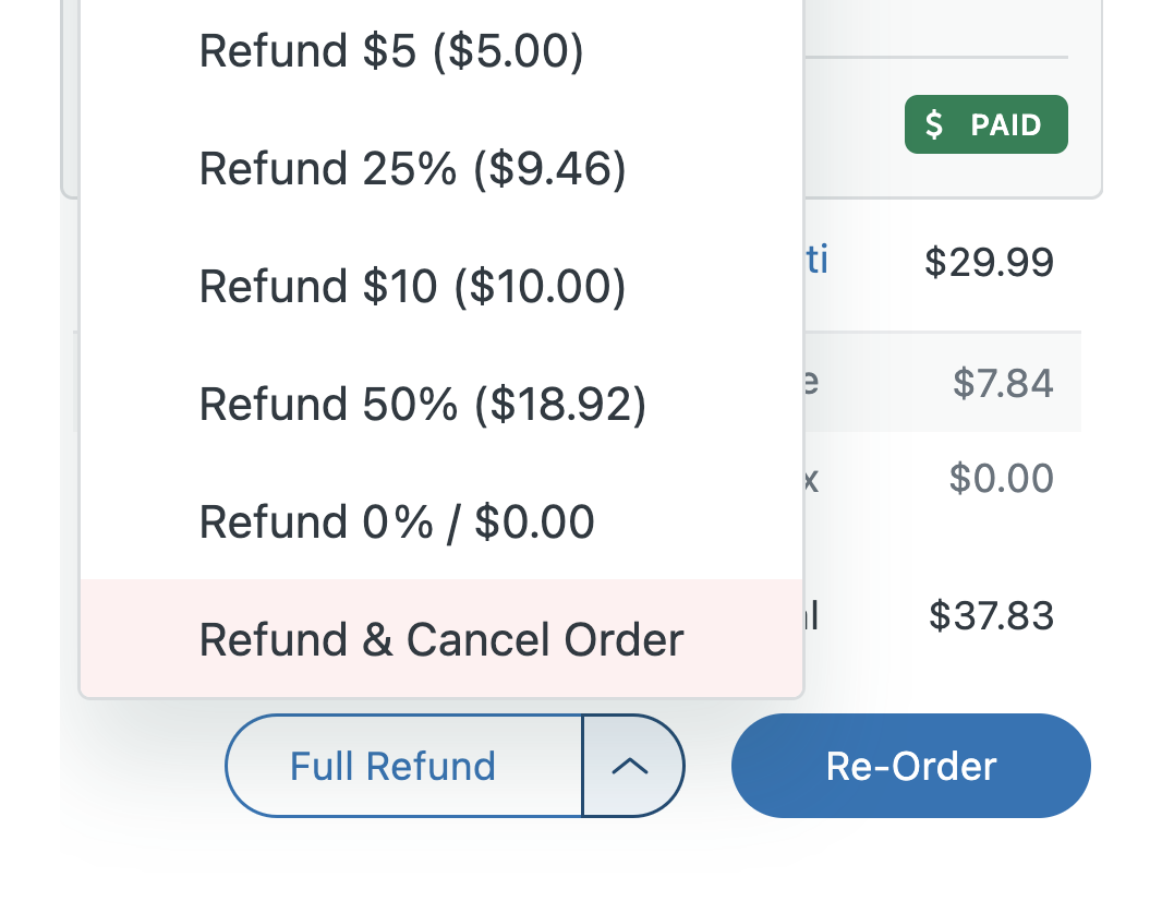 Expanded Cancel & Refund Functionality